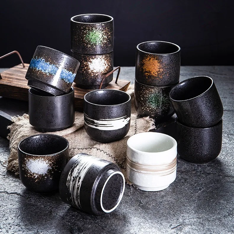 

Vintage Japanese Style Matte Black Ceramic Eco Friendly Water Tea Cup Ceramic Coffee Cup 200ml Personalized Ceramic Coffee Cup