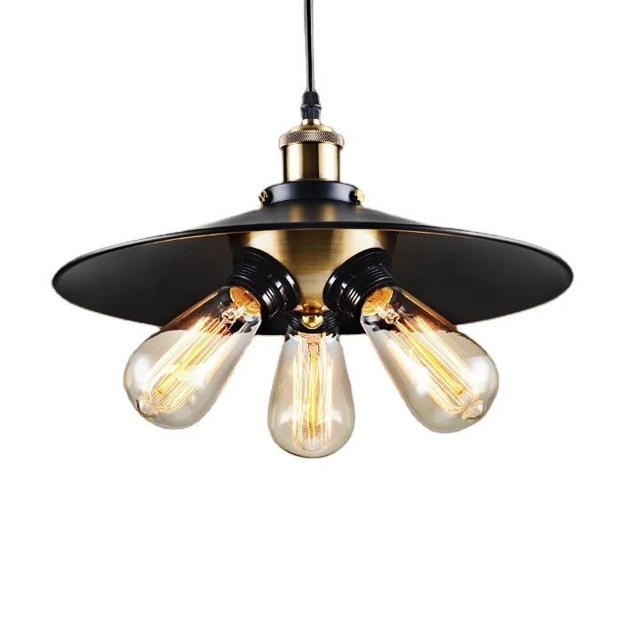 

Simig lighting American loft industrial black lamp shade hanging lamp antique pendant lamp with edison light bulb