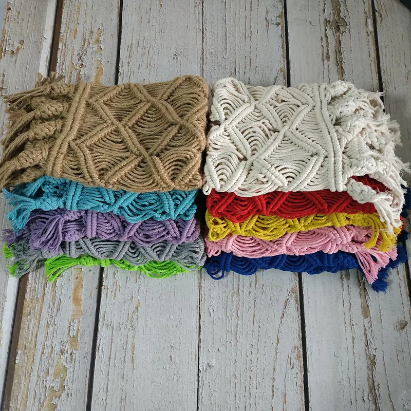 

Newborn macrame photography props,Colorful basket blanket for baby photograhy props