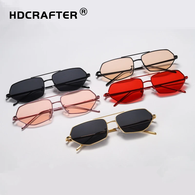 

European and American Trend Polygon Sunglasses Women Fashion Street Shooting Irregular Sunglasses Metal Frame Net Red Glasses PC