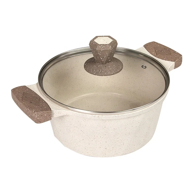 New Arrival Granite Coating Cream Induction Bottom Non Stick Die Cast Aluminum Casserole