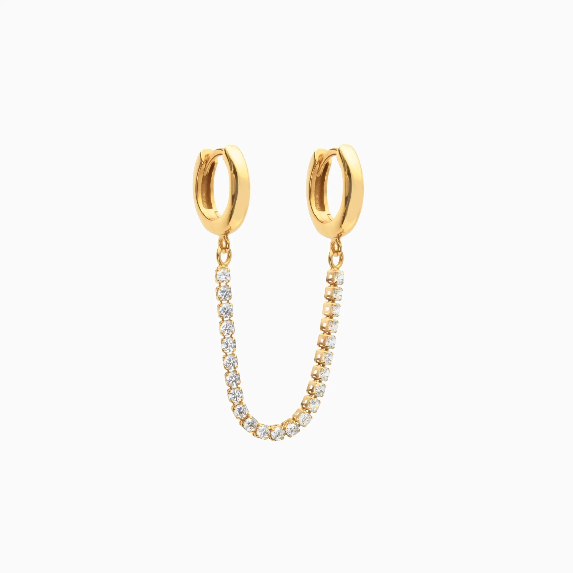 

Original design 14k gold women's jewelry S925 sterling silver 18k gold-plated fashion single chain hoop earrings