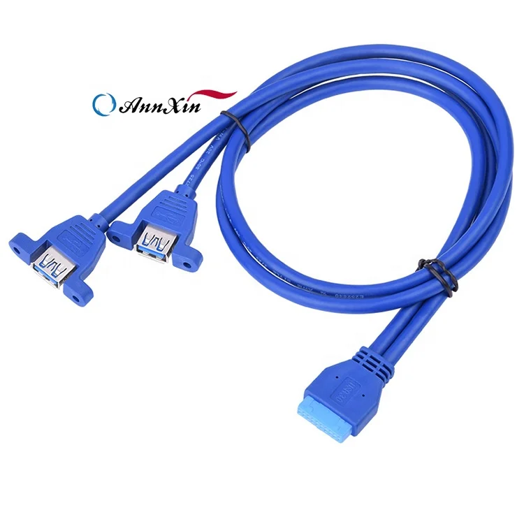 

USB3.0 Motherboard Cable USB3.0 20pin Male To Dual Usb 3.0 female Front Panel Cable, Blue