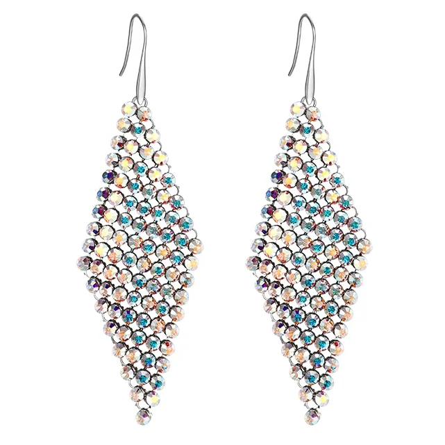 

E1905137 Xuping luxury geometry rhinestone beautiful drop austrian crystal statement earrings, crystals