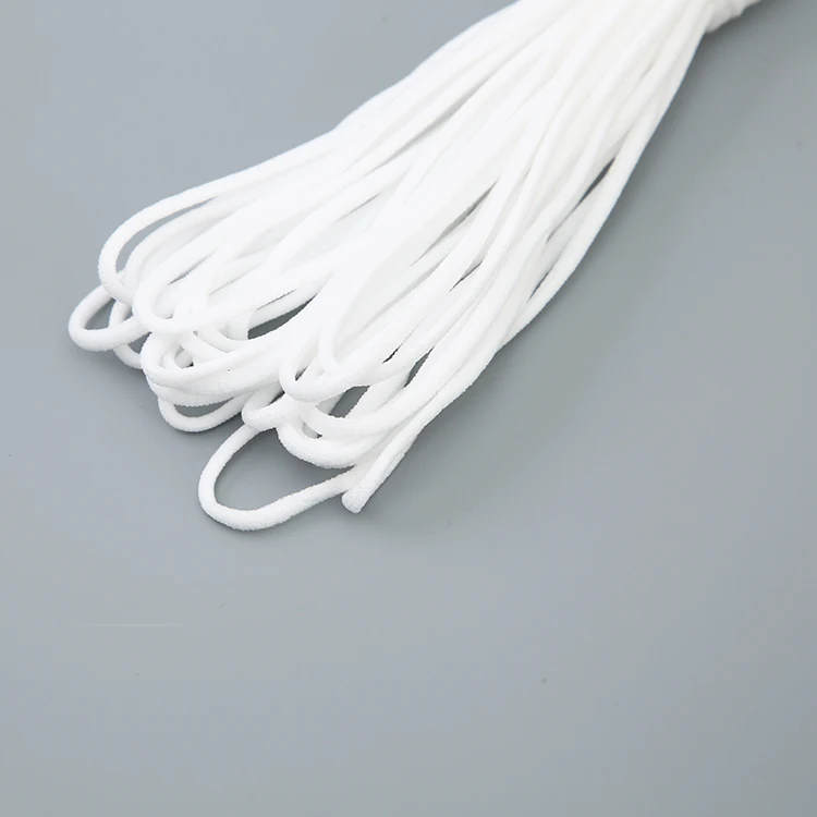 
China factory Nylon 3mm round White Elastic Ear Loop Ear Rope bands earloop for face mask 