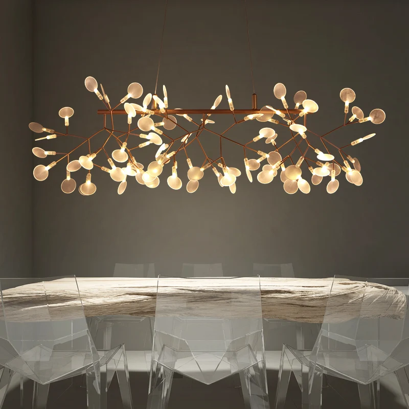 Nordic postmodern fancy rose gold pendant light led firefly  living room dinning room chandelier