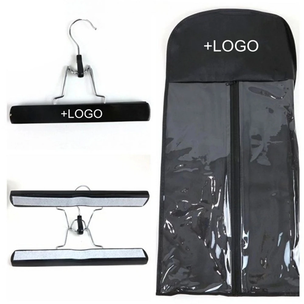 

PVC Dust Bag For Packing Human Hair Weft Non-woven Dust-proof Organizer Hair Extension Packaging Bag With Hanger, Customized color