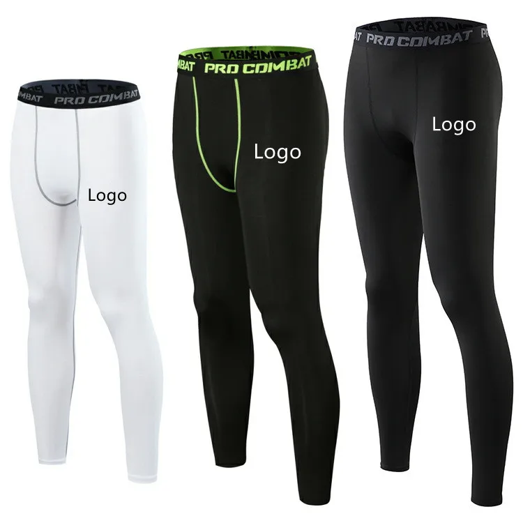 

Custom Logo Sports Polyester Breathable Cooling Quick Dry Tight Legging GYM Yoga Wear Track Pants for Men, White and black color