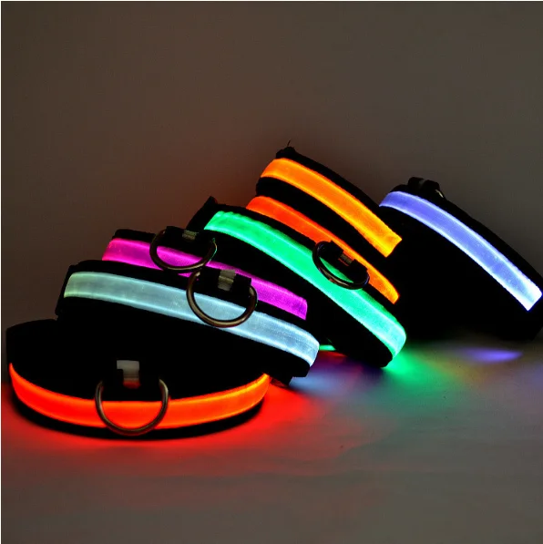 

Wholesale pet accessories led reflective safety adjustable nylon dog collar USB rechargeable collar, As per your special request