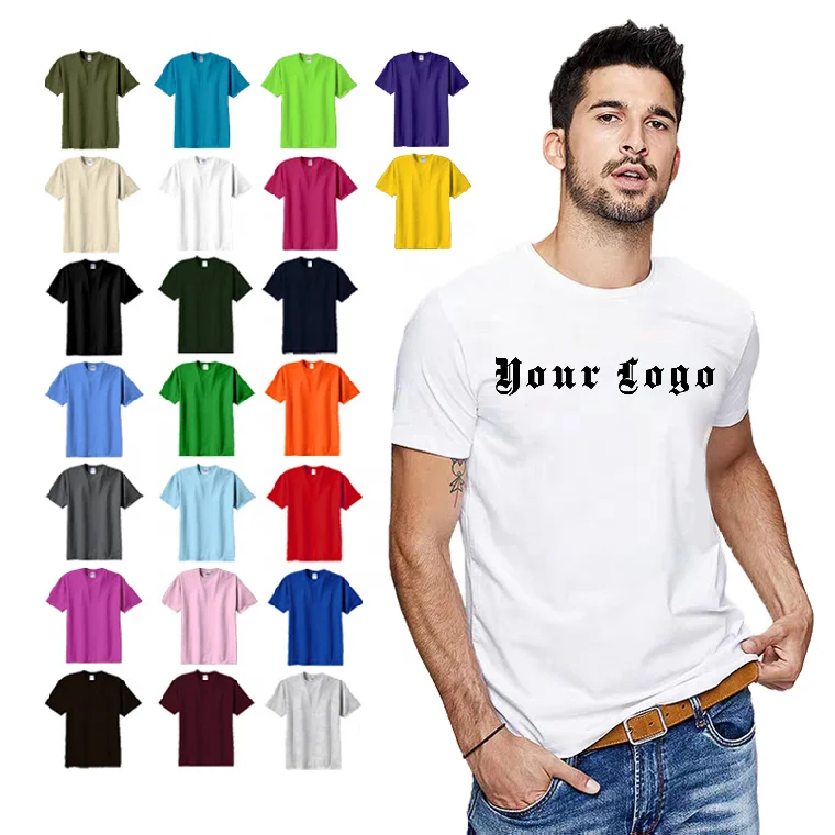 

Wholesale Stock 180g 100% Cotton Tee Plain Oem Custom Embroidered Clothing Oversized Plus Size Men's Tshirts T-shirts T Shirt