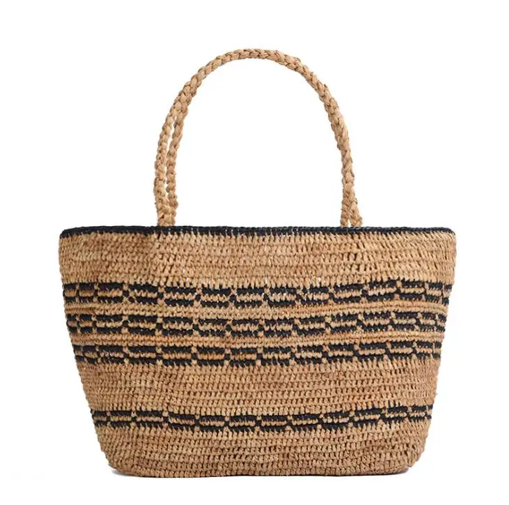 

2019 women Corn paper Summer rattan shoulder straw bags women handbags design beach pompom bag for girls