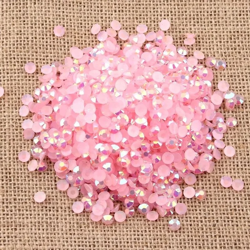 

Factory Wholesale Pink AB colors Flat Back Resin Rhinestone Jelly Non Hotfix Rhinestone In Bulk Package For Cup
