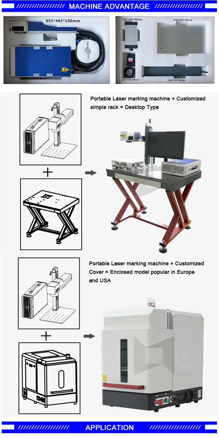 Split Type Mini portable mini fiber laser metal engraving marking machine price