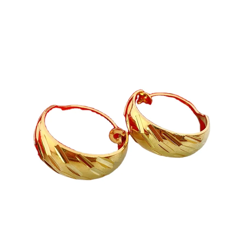 

Wholesale Sand Gold Earrings Thickened Copper Gold Plated Round Earrings Sand Gold Earrings 24K