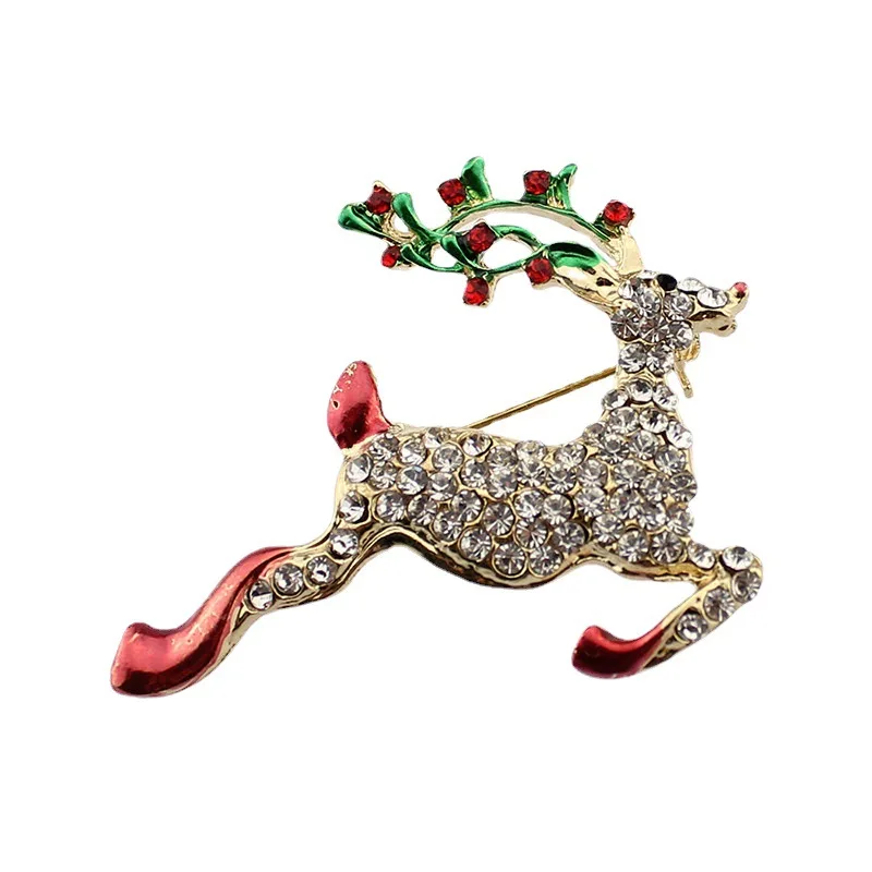 

Wholesale New Christmas Series Products Fashion Sika Deer Diamond Brooch Jewelry For Women