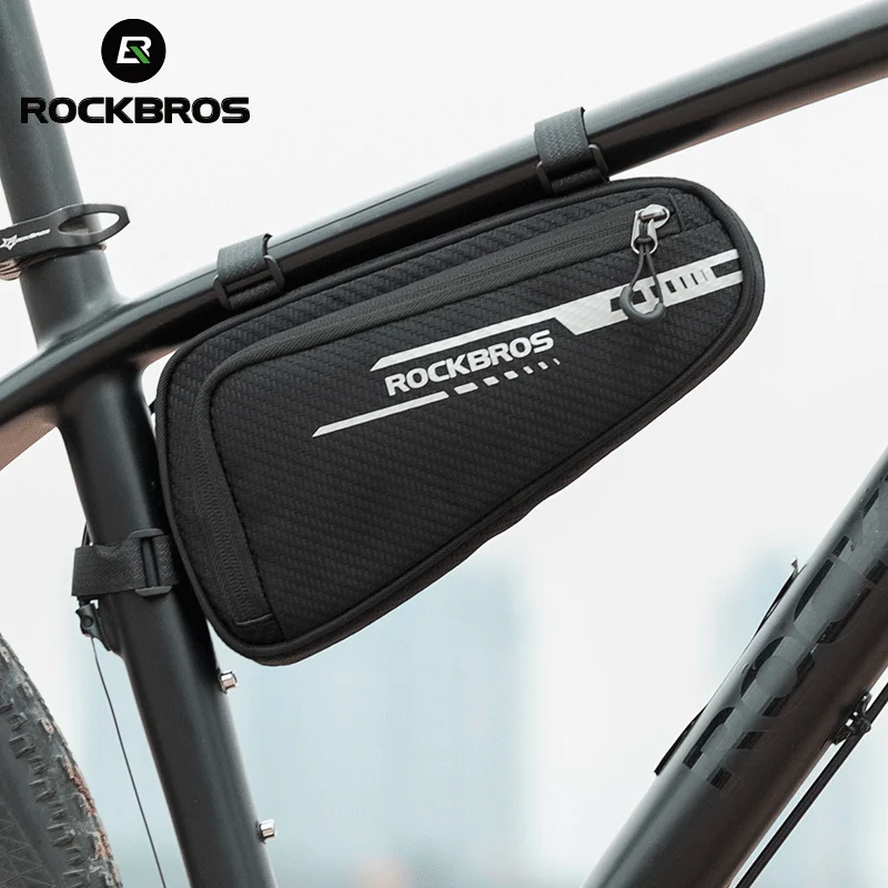 

ROCKBROS Reflective Triangle Bag Pockets Tool frame Tube Bag Cycling Frame Bag Bicycle Accessories, Black