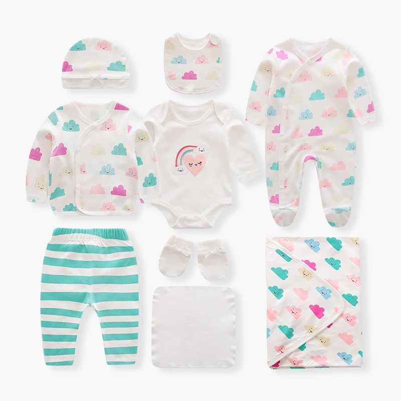 

Wholesale 100%Cotton Newborn Baby Gift Sets Girls Infant Gift Sets for Summer and Spring, Picture shows