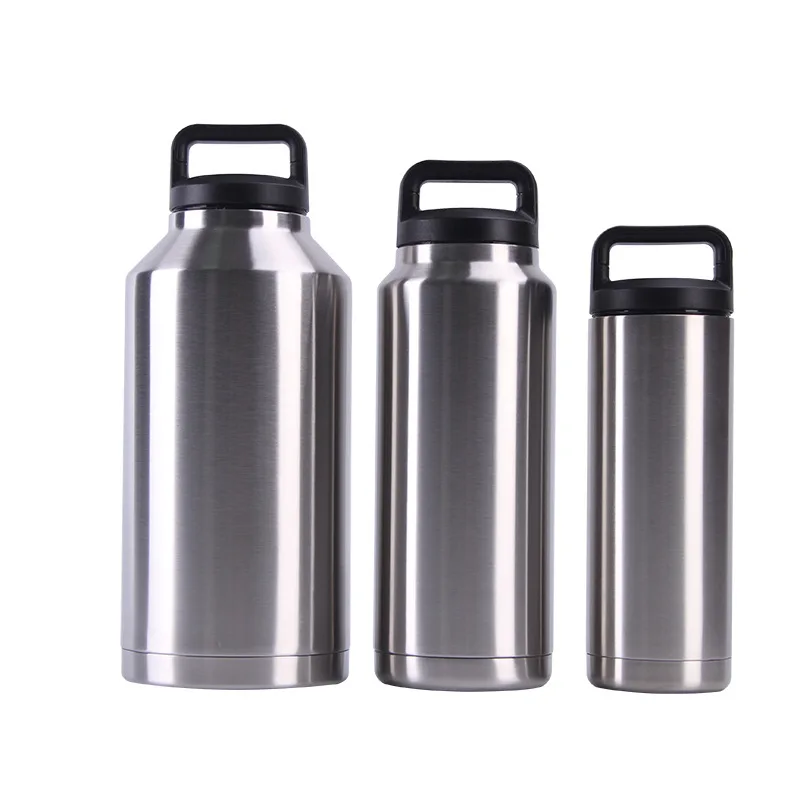 

64oz Double Wall Stainless Steel Thermos Water Bottle Car Bottles Vacuum Flask, Bamboo color