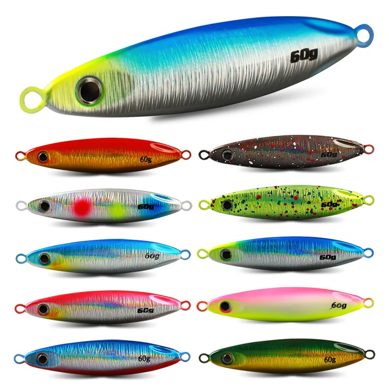 

Jetshark 20-30-40-60 g Slow Pitch Sea Bass Jigs Baits With Hooks Fishing Lures Sinking Metal Spoons Micro Jigging Bait