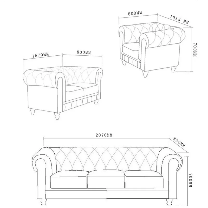 High Luxury Sofa Set Living Room Furniture Chesterfield 3 Seater Sofa ...