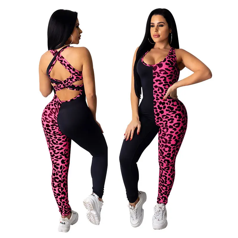 

2021 fitness & yoga wear Sleeveless cross back yoga suit sport wear gym workout yoga sexy one piece corset jumpsuit women, 14 colors