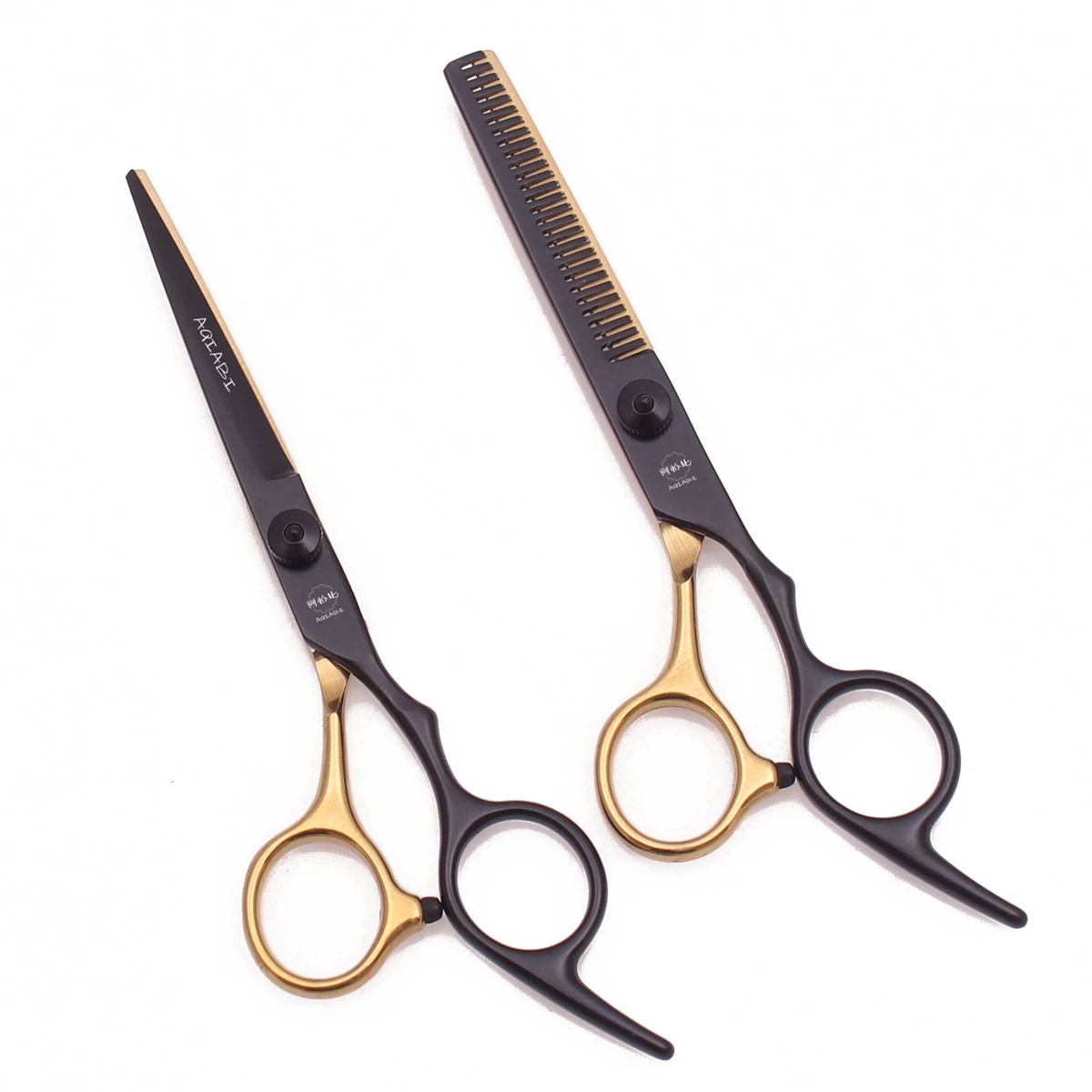 

Hair Scissors 6'' AQIABI Japanese Steel Hair Cutting Scissors Thinning Shears Hairdressing Scissors Salon Styling Tools A1001, Black&gold