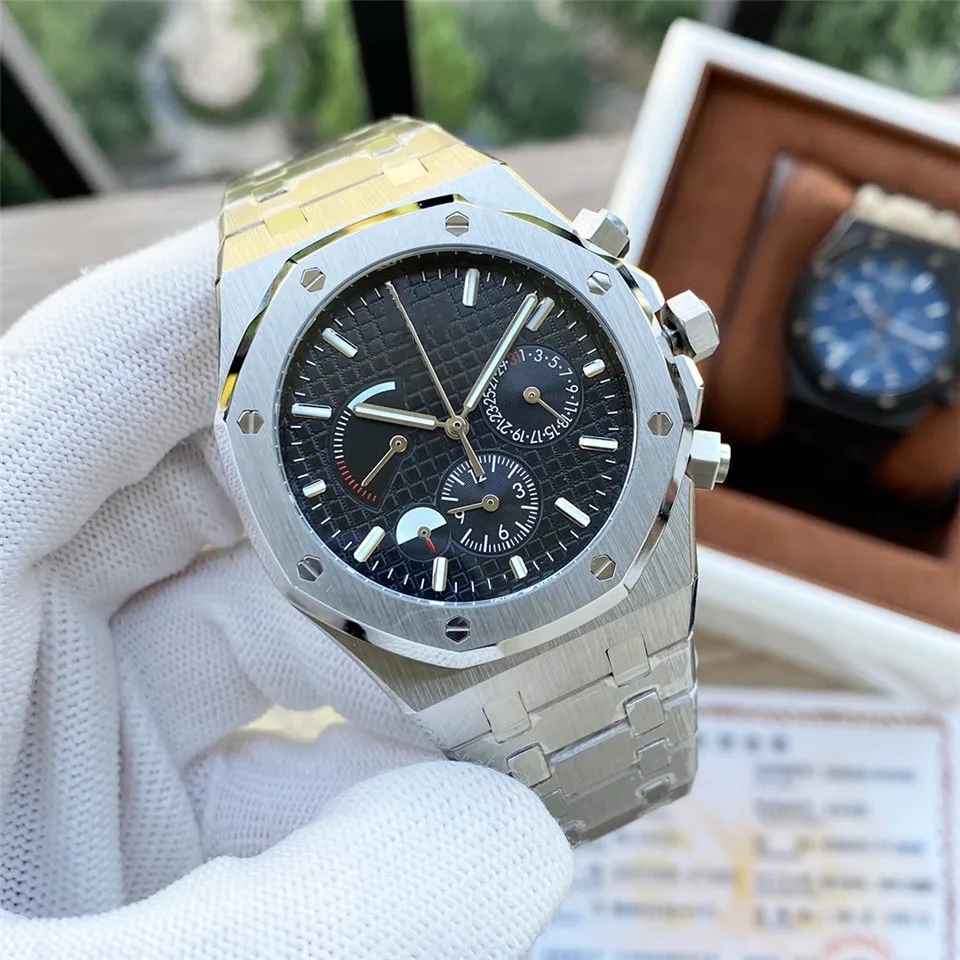 

3A Brei Silver Case Blue Globe Pattern Dial Transparent Luxury Men's Quartz Watch, 11 colors