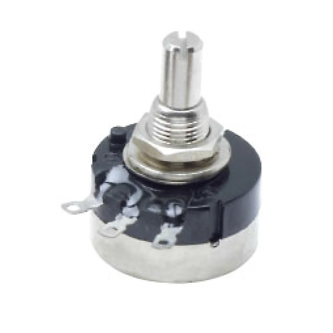 

RV24 volume control potentiometer with 500k resistance and displacement packing compliant with ISO and RoHS standards