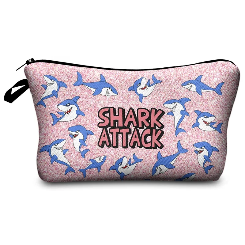 

Zhora Makeup Bag Custom shark printed Organizer Pink Make Your Own Travel Cosmetic Pouch, Shown/customized color