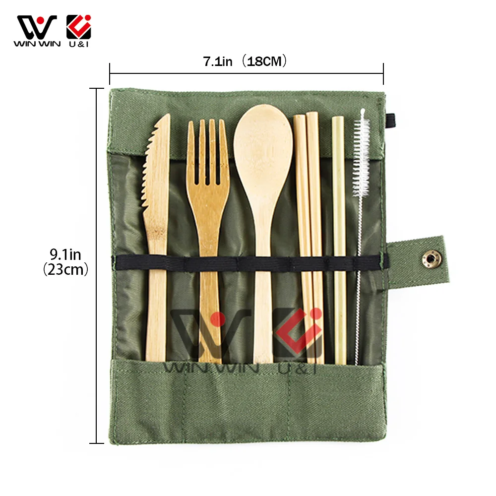 

Wooden Utensils Travel Cutlery Set Reusable Cloth Pouch Camping Utensils Fork Spoon Knife Flatware Set, Natural