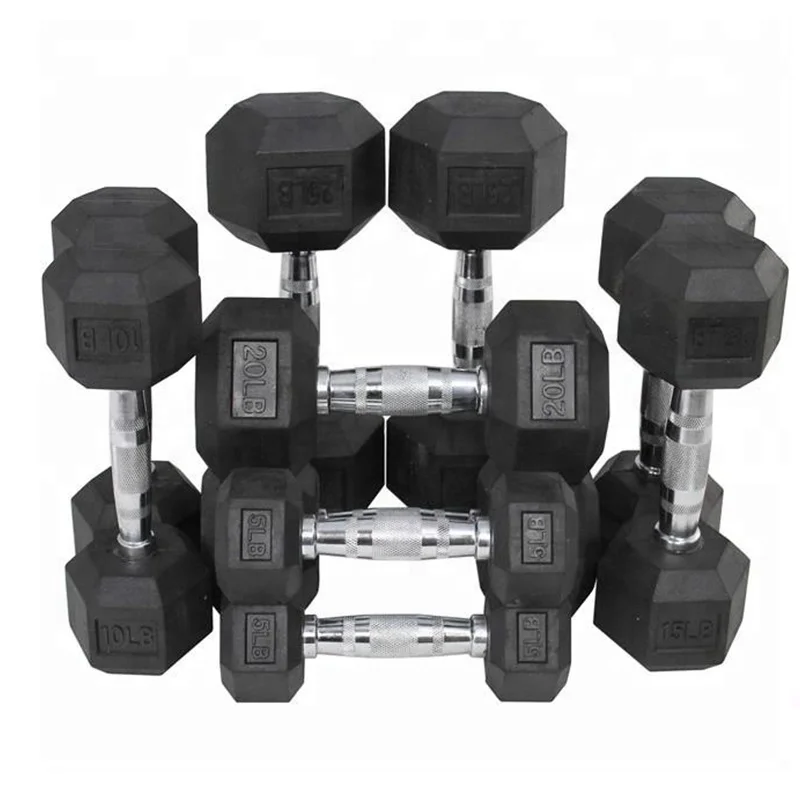 

Hexagonal Manufacturer Coated Full Black Home Gym Weight 25 lbs Pounds Dumbbell Dumbells Set Rubber Hex Dumbbell With Rack