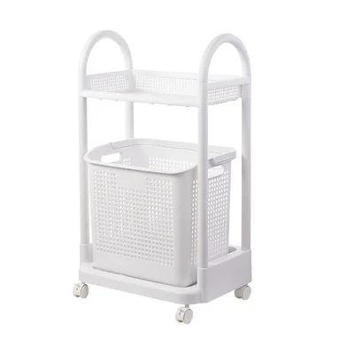 

A2768 Multifunctional Plastic Washing Clothes Shelf Organizer Set Bathroom Storage Rack 3 Layer Removable Storage Basket Rack, White