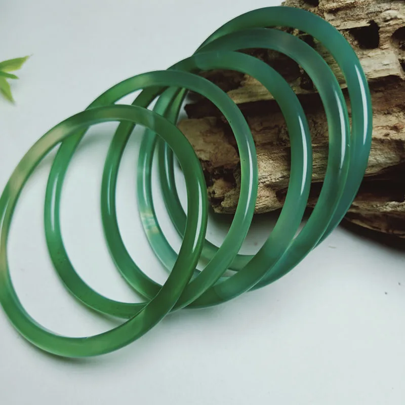 

Cheap Green Chalcedony Green Agate Natural Stone Jade Bangles Wholesale Fine Thin Jade Bracelet For Women, As pictue show