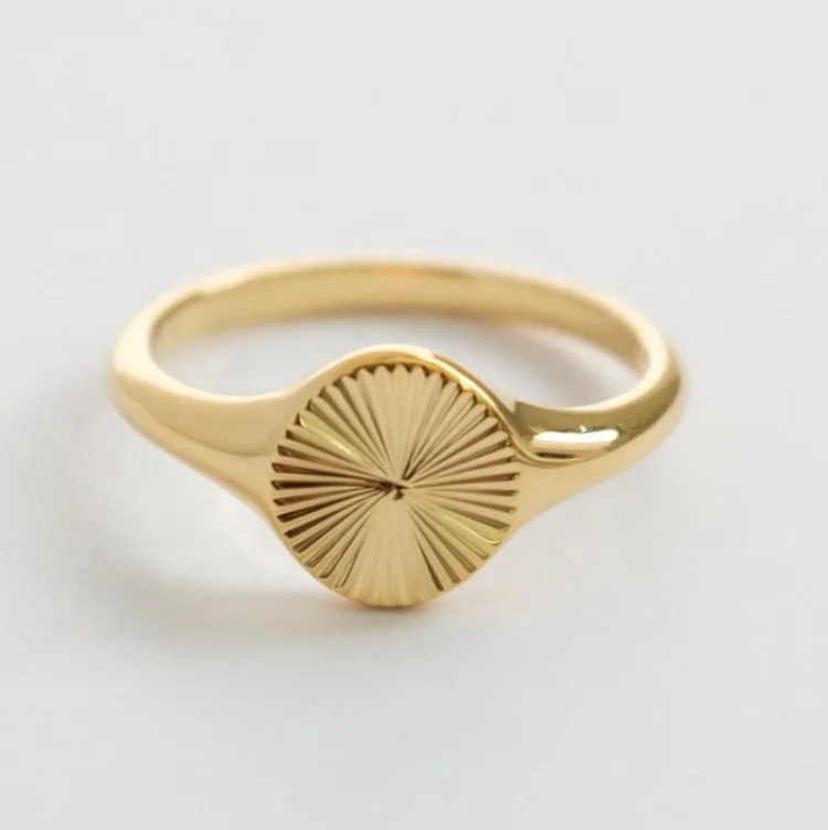 

Wholesale Fine Finger Ring Gold/ Silver Plated Sunburst Stainless Steel Signet Sun Rings Jewelry Woman, Gold/silver/rose gold