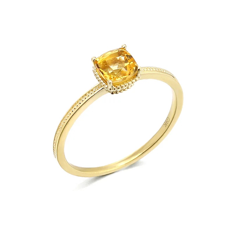 

Hot Sale 9K Solid Gold Gemstone Series Citrine Natural Stone Birthstone Ring With Custom 14K 18K Jewelry