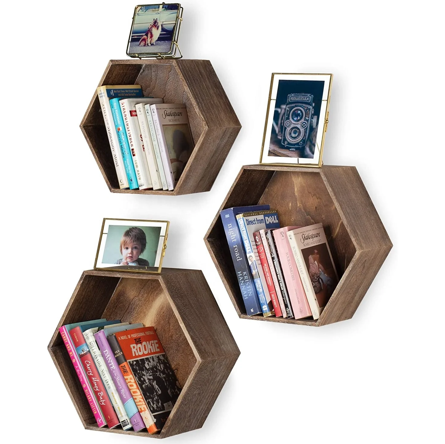 Wooden Hexagon Wall Shelf For Diy Home Decor Rustic Floating Shelves