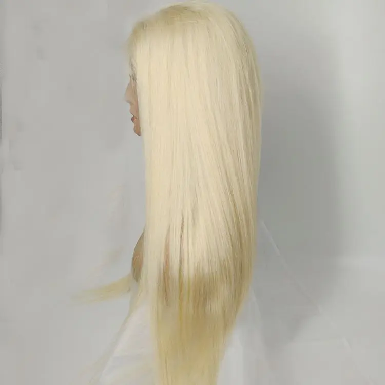 

100% Raw unprocessed european blonde 613 human hair 130%density grade 10a transparent swiss lace front wig wholesale