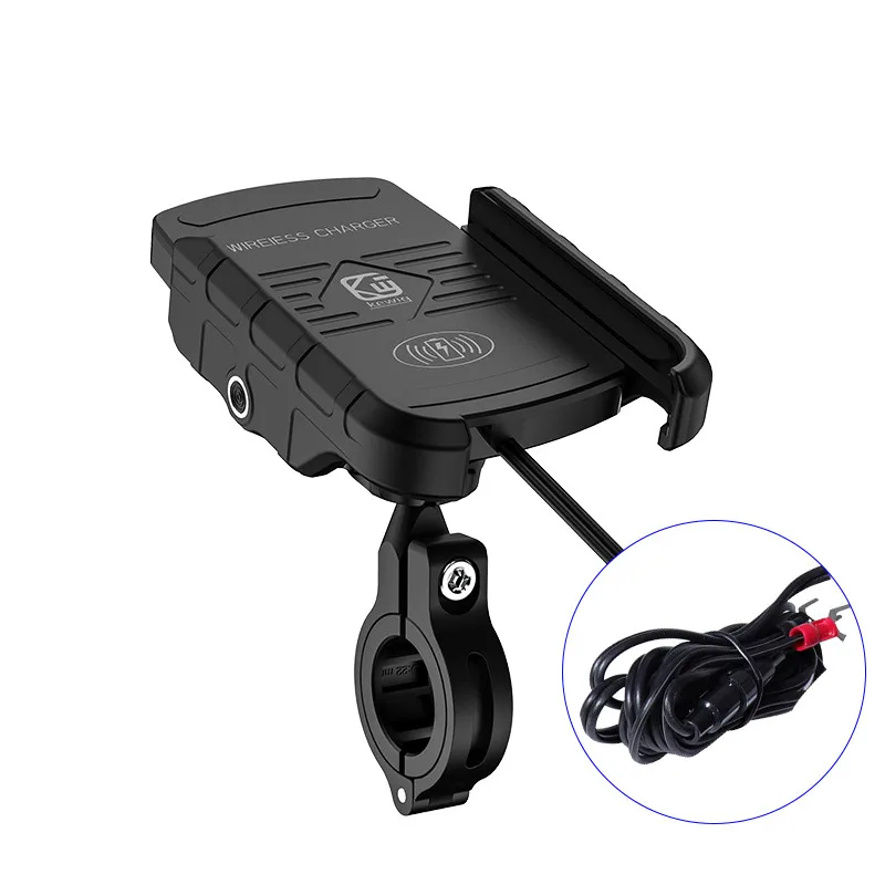 

New Design Waterproof Motorcycle Phone Mounts Wireless Charger 15W Fast Charger Output Smart Phone Holder for motorbike, Black