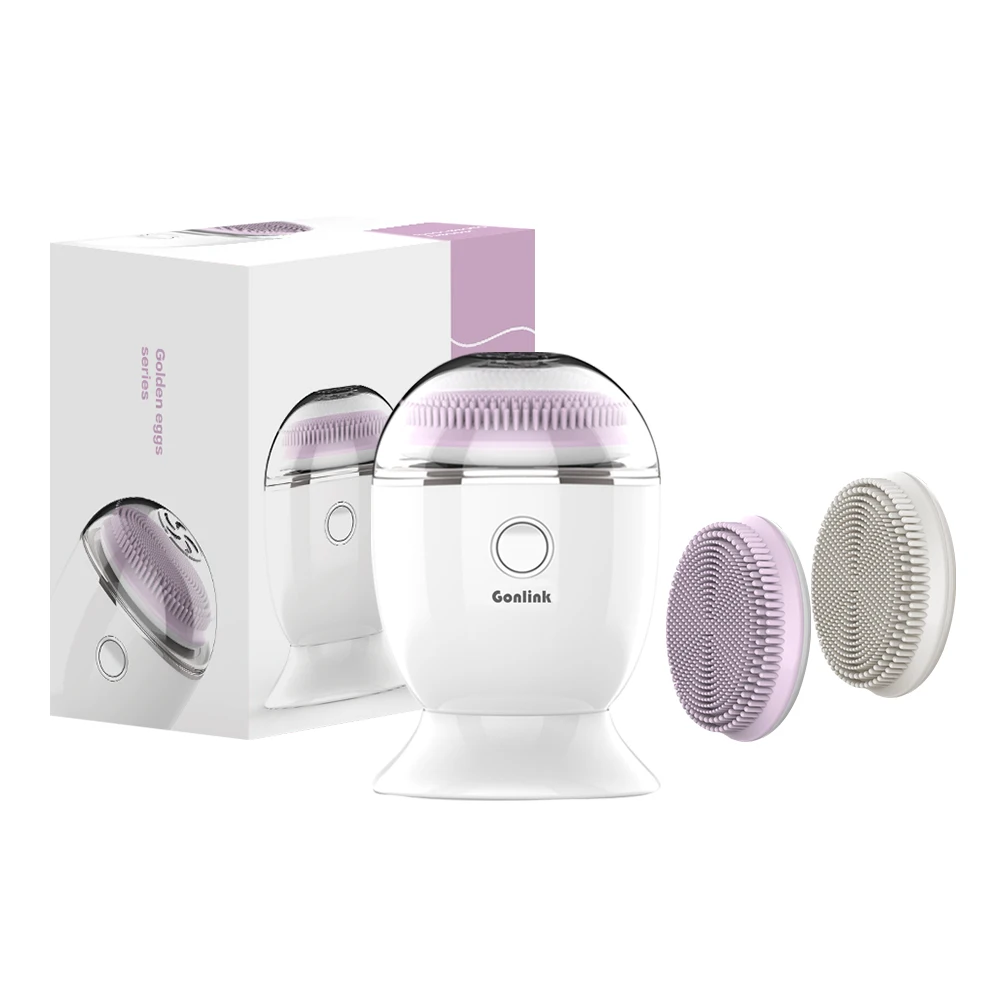 

New Arrival Amazon 2021 Spin Ultrasonic Machine Soft Facial Cleansing Brush Egg Massagers Deep Cleanser for women, White