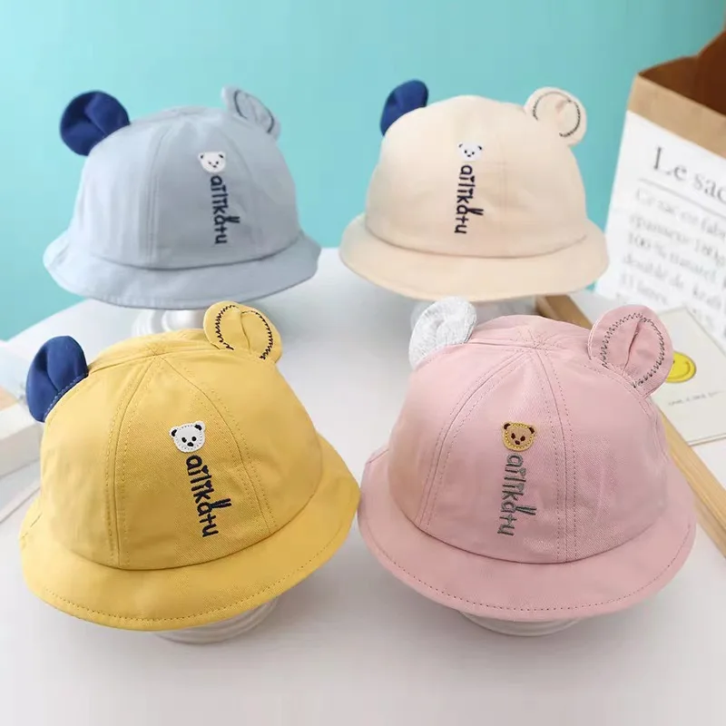 New Designs Flap Sun Protection Hat Kids Toddler Baby Bucket basin hat cute baby fisherman hat fashion embroidery