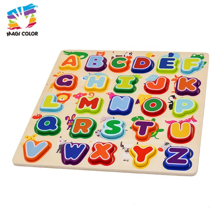 
Ready To Ship educational baby wood toy animal alphabet puzzle for early learning W14B113 
