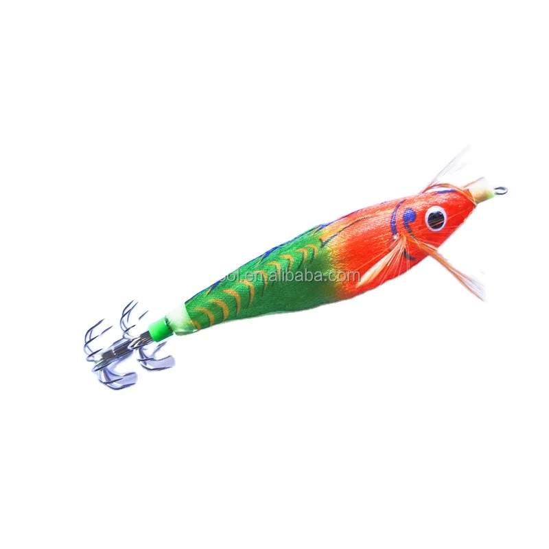 

LED horizontal Wood Shrimp 10cm 10g level Squid Hook Fishing Lure Squid Jig fishhook