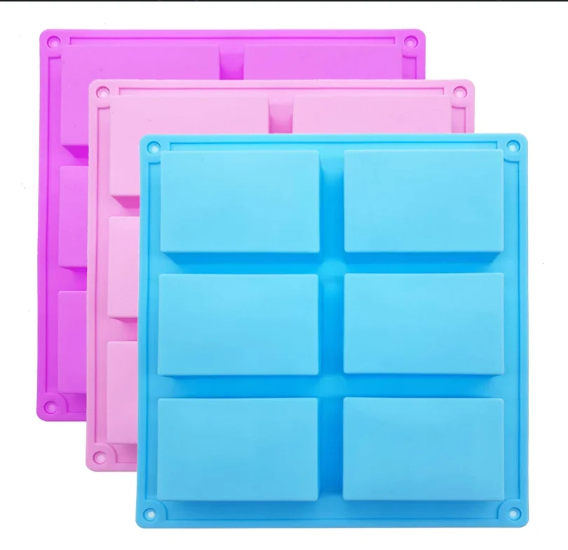 

Silicone Soap Molds 6 Cavities Rectangle Silicone Molds for Homemade Craft Soap Mold Baking Cake Pan Biscuit, As picture