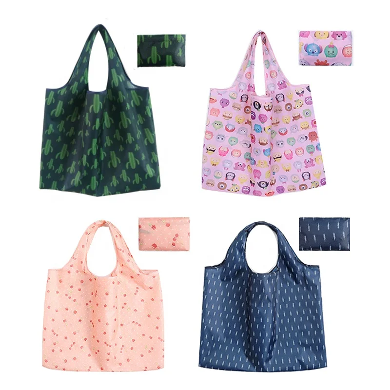 

Reusable grocery nylon bag foldable RPET bag supermarket polyester shopping bag