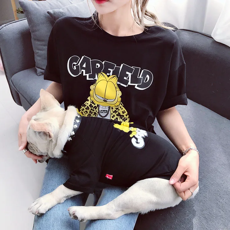 

Fashion dog clothes pet accessories summer printed t shirt Matching Dog and Owner Clothes, Black,white,purple,yellow,pink