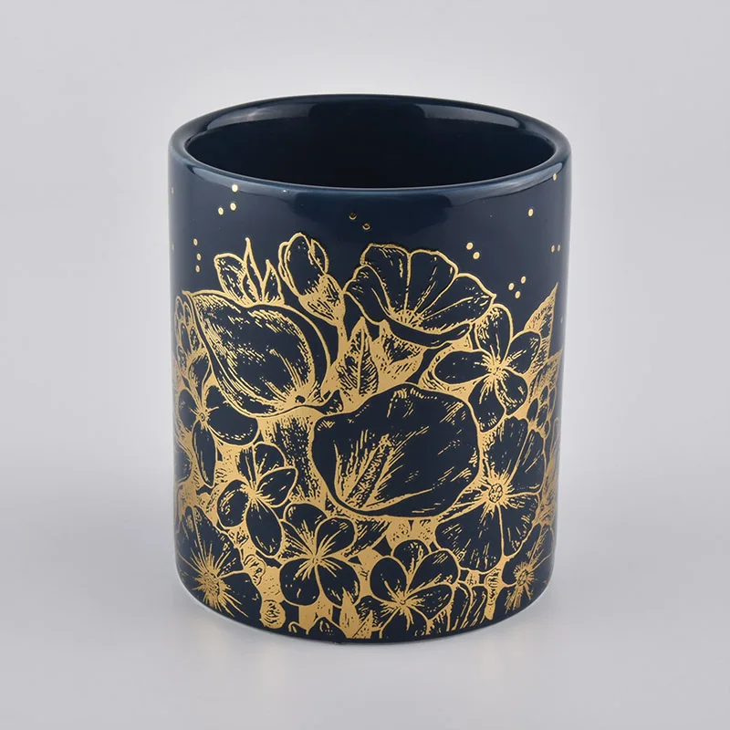 glossy glazing ceramic candle jars with various designs