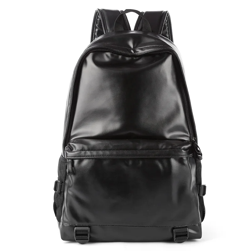

2021 fashion high quality waterproof PU leather men's school bag computer laptop backpack, Black