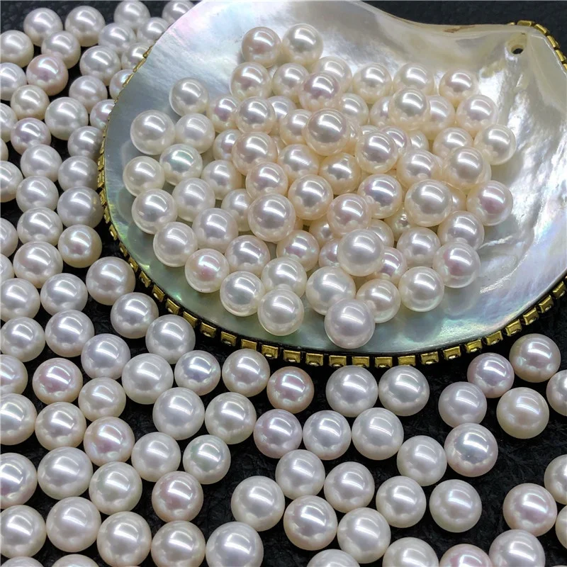 

shiny round pearl 4A natural freshwater pearl luster white loose pearl bulk wholesale price