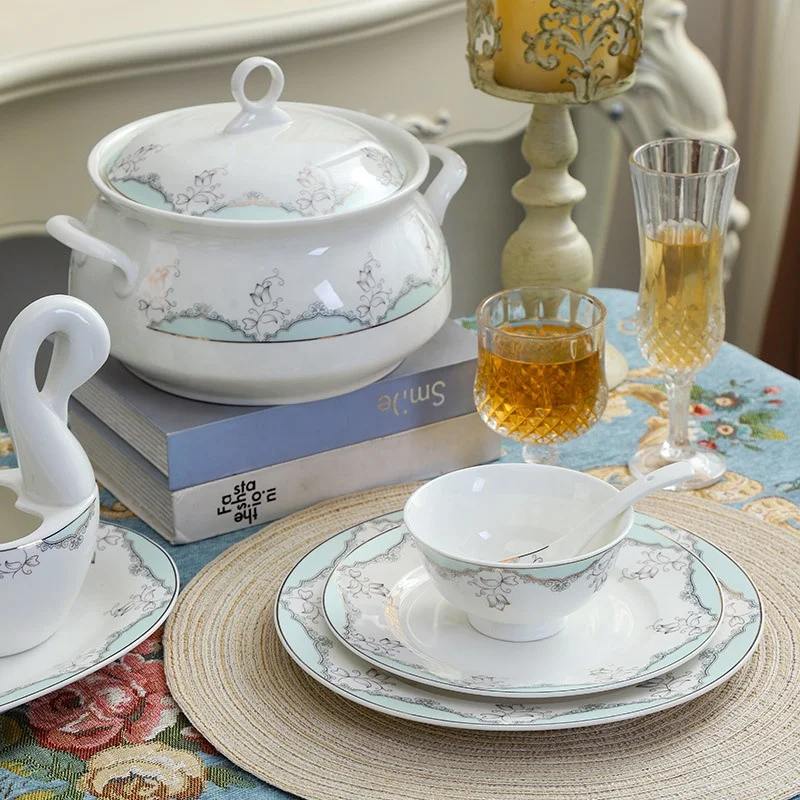 

Set of 60 High Quality Factory Price Porcelain Dinner Serving Dish Set Dinner Crockery Dinnerware, Customized color