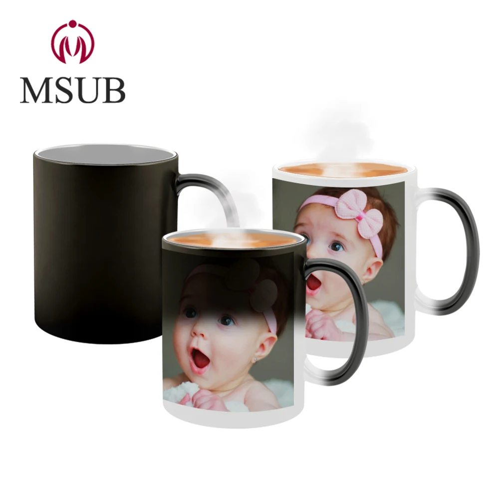 

promotion 11oz coating blanks black color magic mugs for sublimation wholesale, Black, blue, red